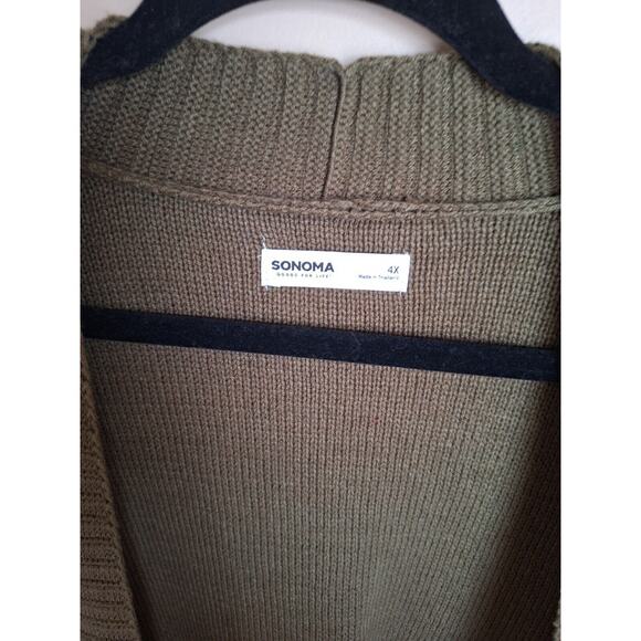 Sonoma Womans 4X Olive Green Open Front Cardigan Coastal Tunic Sweater - Picture 2 of 12